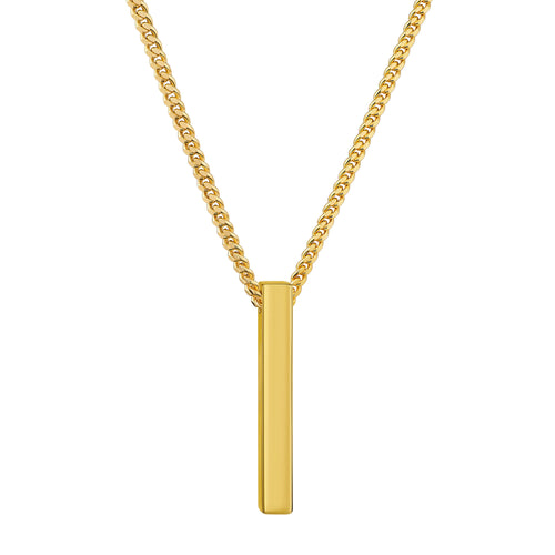 STAB BAR HALSKETTE POLIERT 925 SILBER 18 KARAT VERGOLDET - IDENTIM®