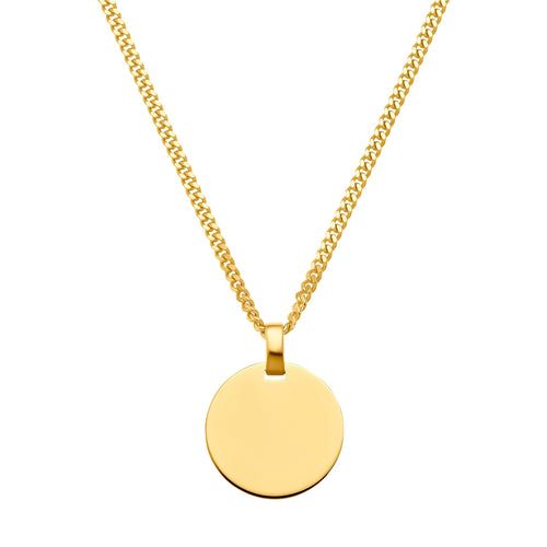 GRAVURPLATTE RUND HALSKETTE 925 SILBER 18 KARAT VERGOLDET - IDENTIM®