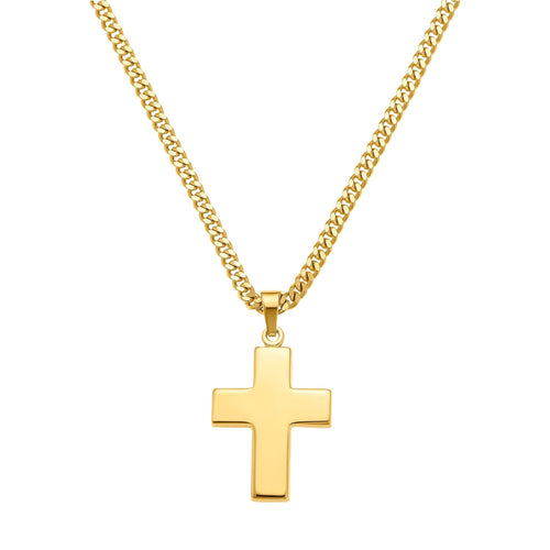 KREUZ HALSKETTE POLIERT 925 SILBER 18 KARAT VERGOLDET - IDENTIM®