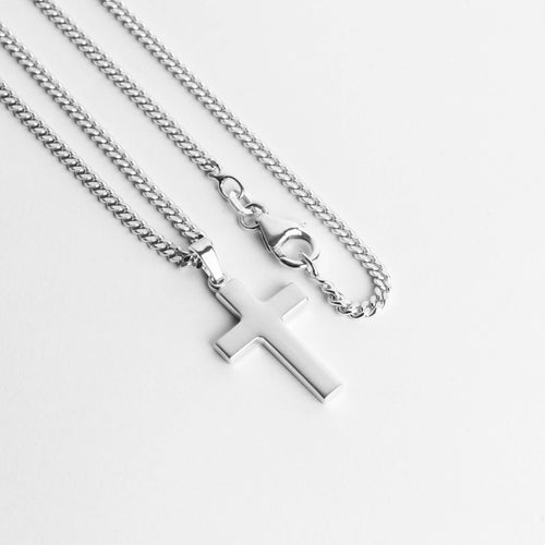 KREUZ HALSKETTE MATTIERT 925 SILBER RHODINIERT - IDENTIM®