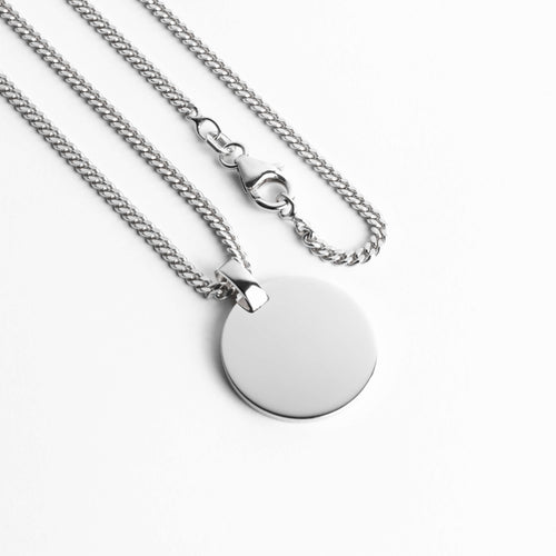 GRAVURPLATTE RUND HALSKETTE 925 SILBER RHODINIERT - IDENTIM®
