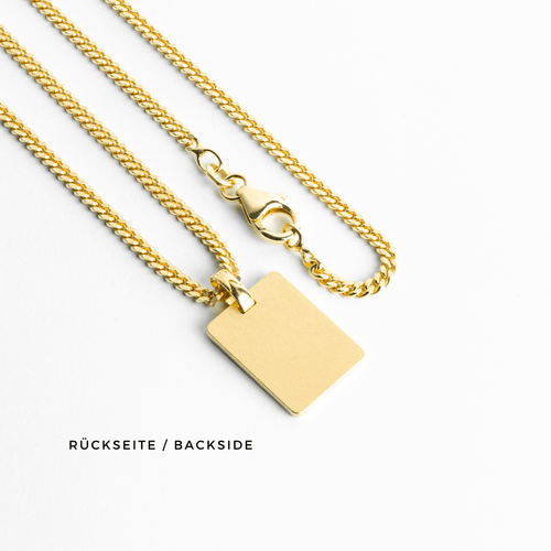GRAVURPLATTE RECHTECK HALSKETTE 925 SILBER 18 KARAT VERGOLDET - IDENTIM®