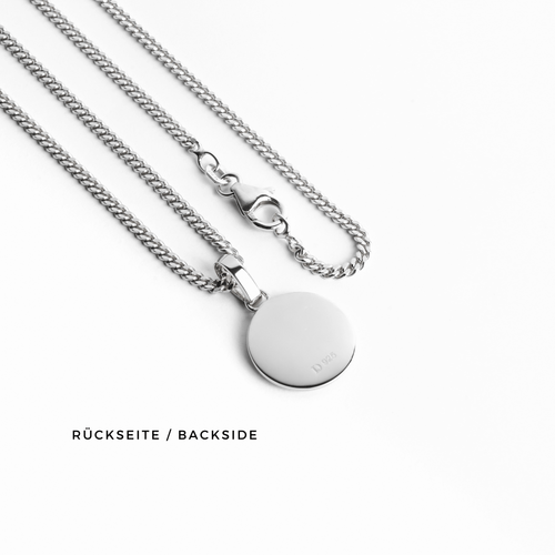 GRAVURPLATTE COIN HALSKETTE 925 SILBER RHODINIERT - IDENTIM®