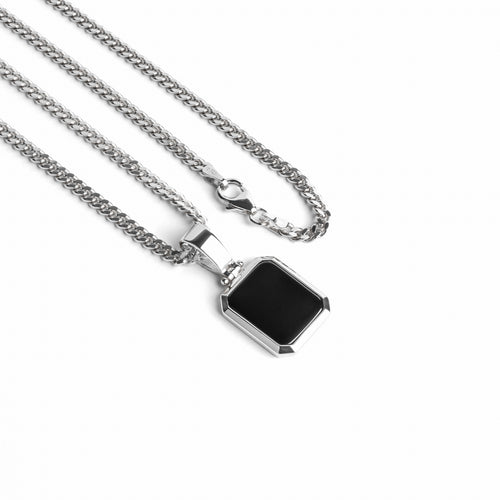 ONYX OKTAGON HALSKETTE 925 SILBER RHODINIERT - IDENTIM®