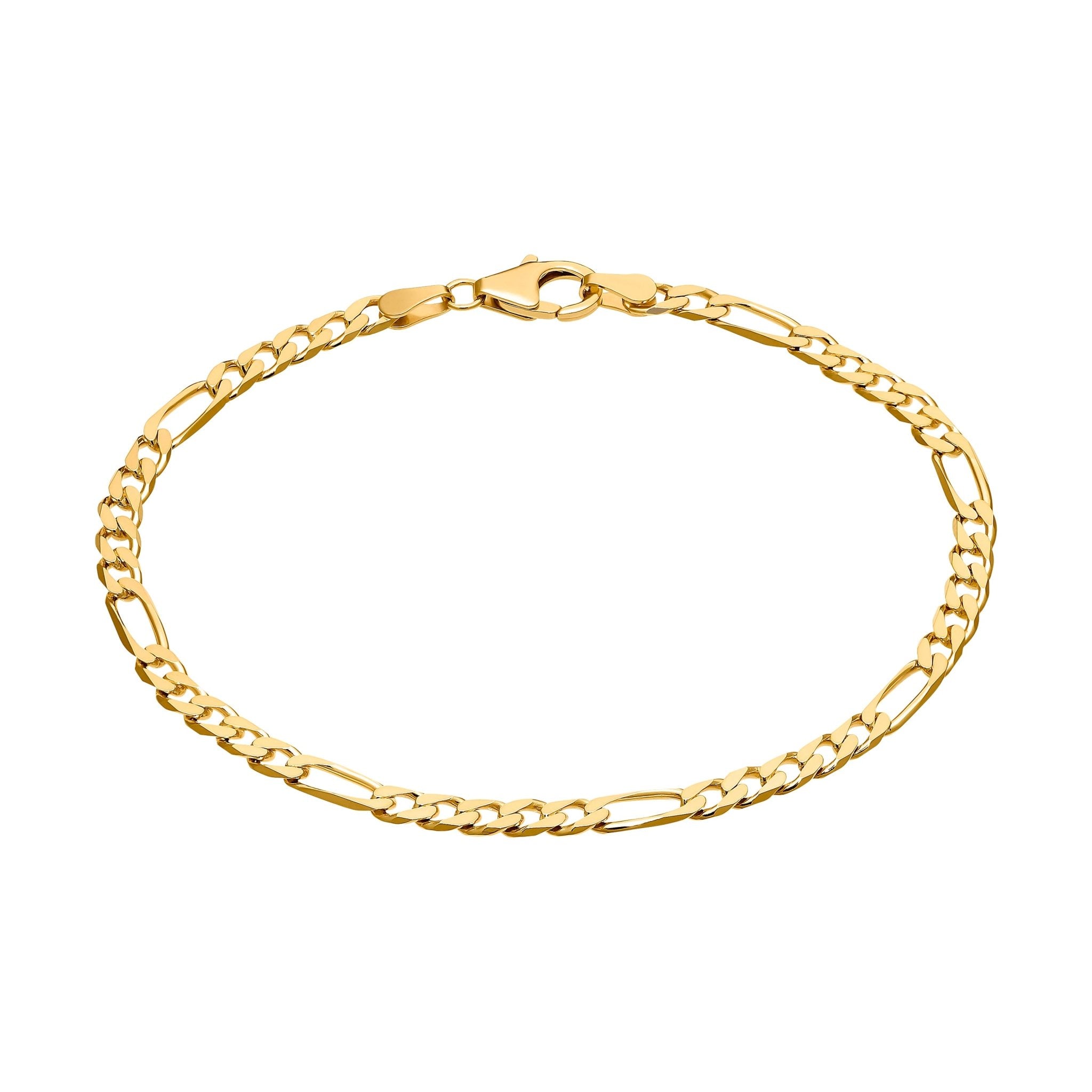 IDENTIM® Herren Armband Figarokette Silber 3.40mm Karat 18 Herrenarmband Vergoldet 925 Goldarmband