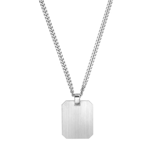GRAVURPLATTE OKTAGON HALSKETTE 925 SILBER RHODINIERT - IDENTIM®