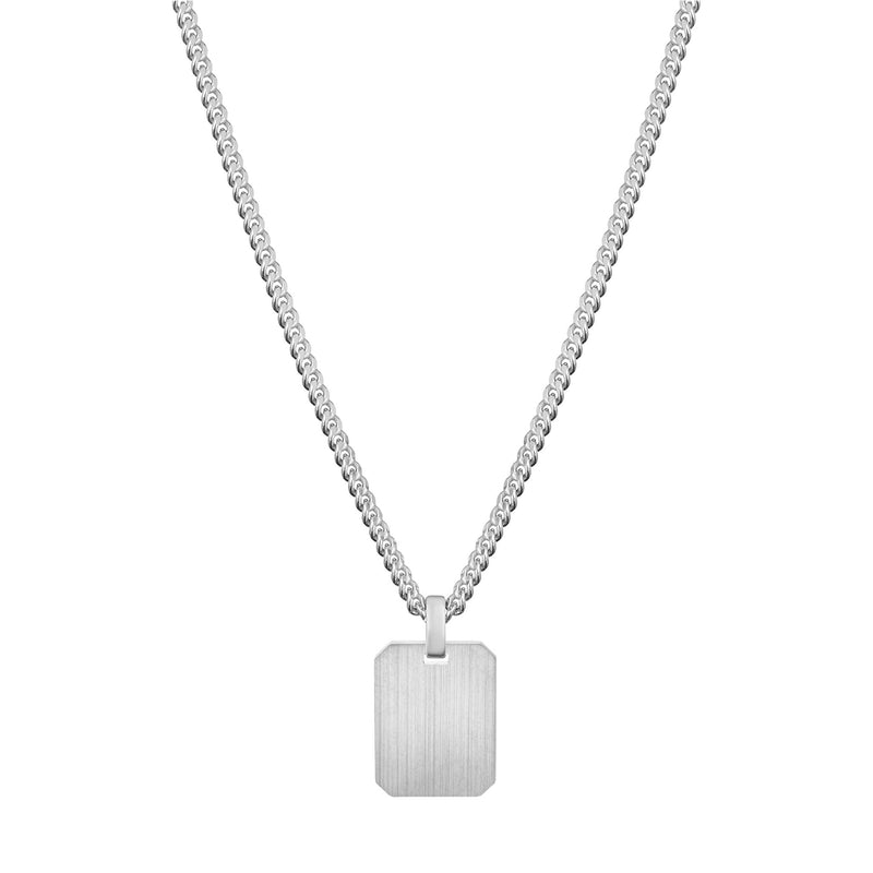 GRAVURPLATTE OKTAGON HALSKETTE 925 SILBER RHODINIERT