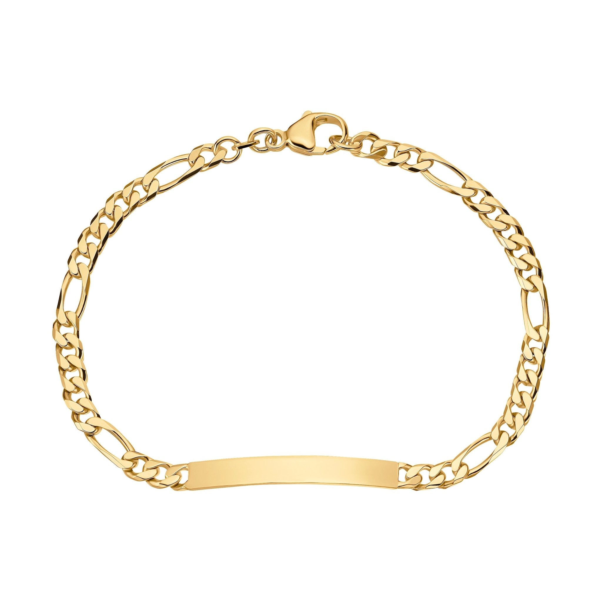 IDENTIM® ID-Armband Figarokette mit deiner Vergoldet Wunschgravur Karat 18 Ident Silber Armband 925 Gravurarmband