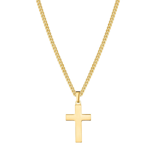 KREUZ HALSKETTE POLIERT 925 SILBER 18 KARAT VERGOLDET - IDENTIM®