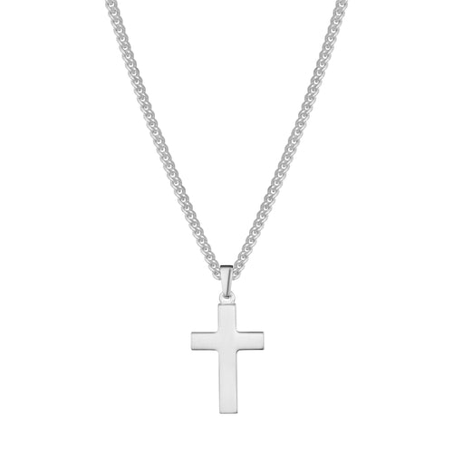 KREUZ HALSKETTE POLIERT 925 SILBER RHODINIERT - IDENTIM®