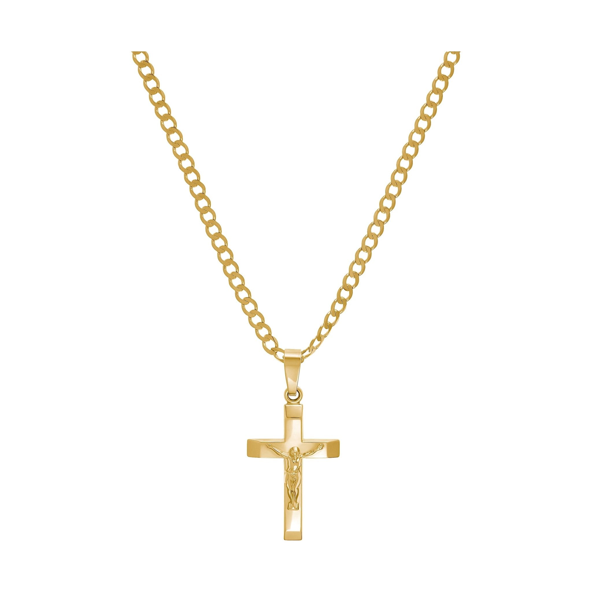 Kruzifix Korpus Jesus Halskette 333 Kreuz Gold IDENTIM® Herren Anhänger