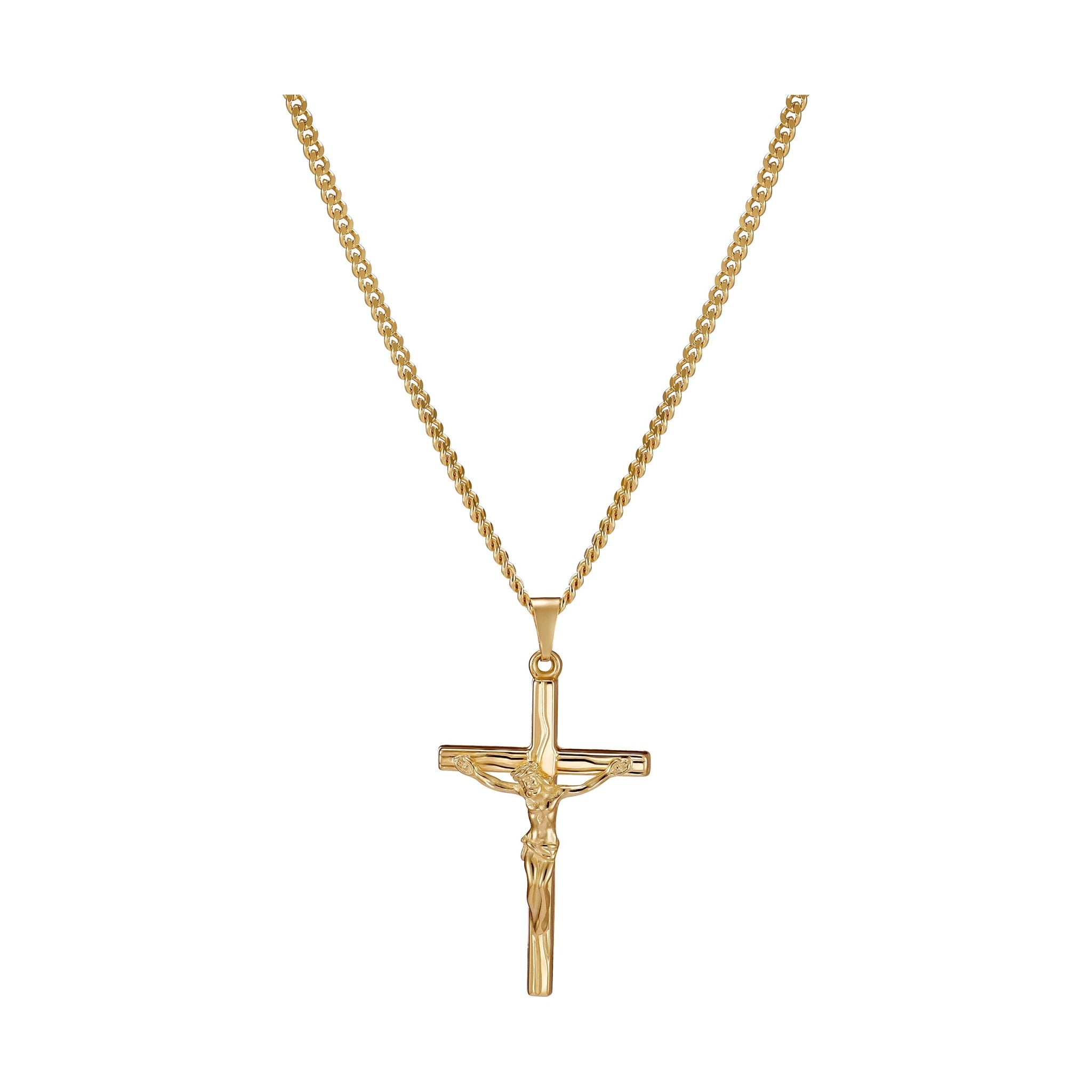 IDENTIM® Herren Kreuz Anhänger Halskette Jesus Korpus Kruzifix 333