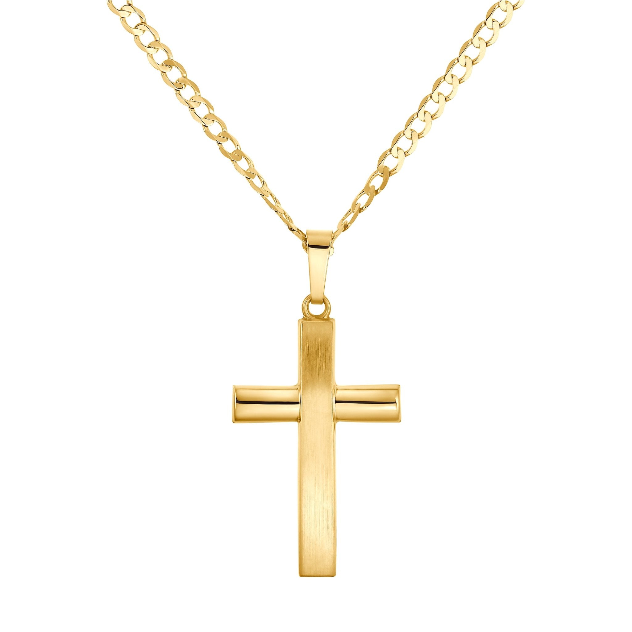 IDENTIM® Herren Halskette Kreuz Anhänger Matt/Poliert 333 Gold