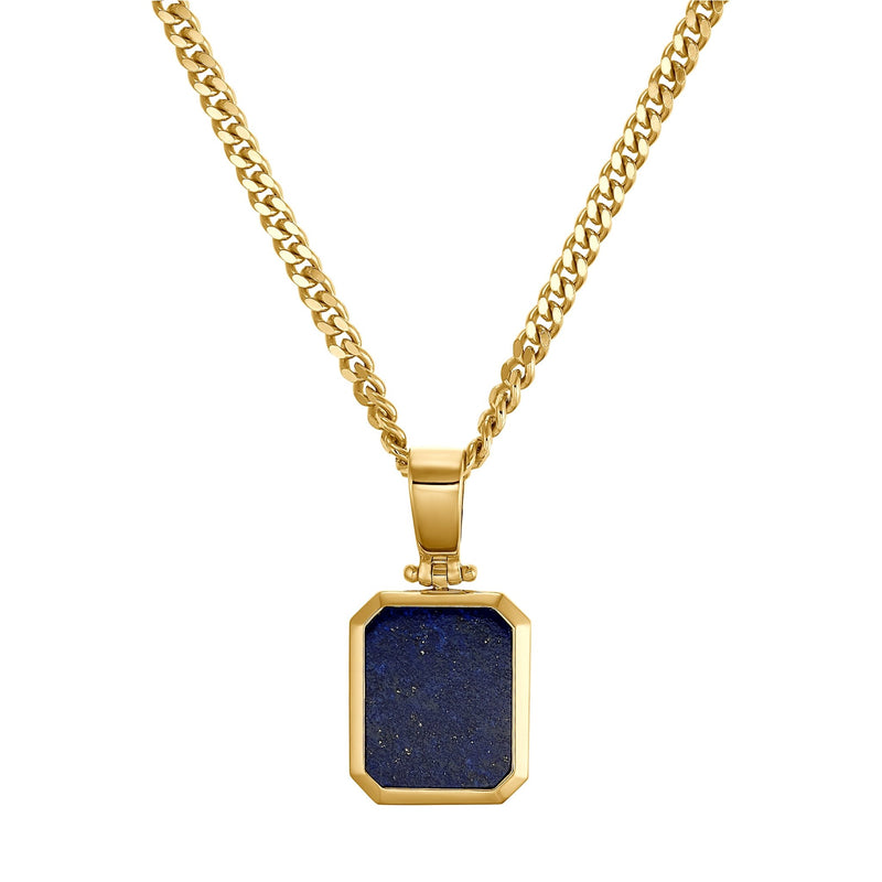 LAPIS OKTAGON HALSKETTE 925 SILBER 18 KARAT VERGOLDET