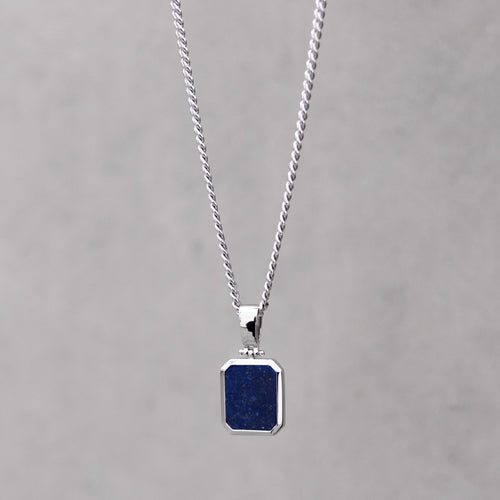 LAPIS OKTAGON HALSKETTE 925 SILBER RHODINIERT - IDENTIM®