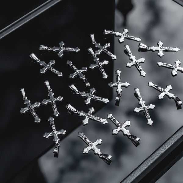Herren Kreuz Halsketten Silber Rhodiniert
