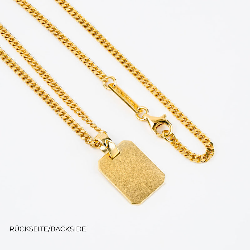 Wisior w kształcie ośmiokąta z grawerowaną płytką, wypolerowany