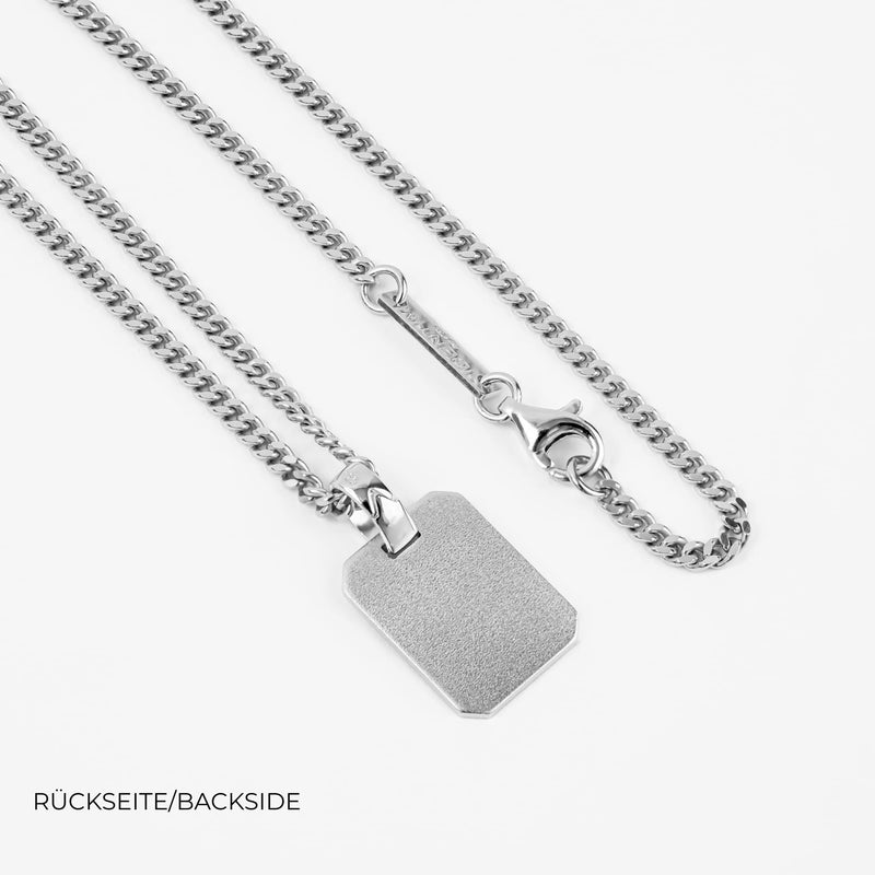 Wisior w kształcie ośmiokąta z grawerowaną płytką, wypolerowany