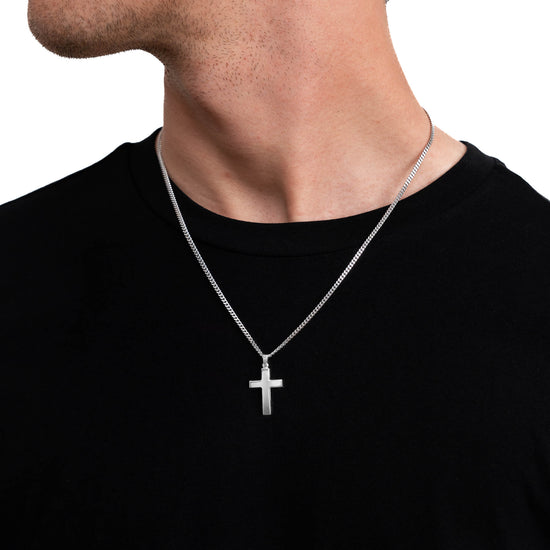 KREUZ HALSKETTE 925 SILBER RHODINIERT - IDENTIM®