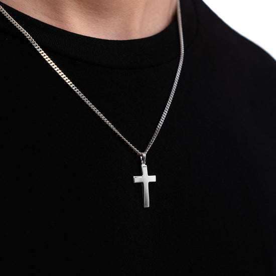 KREUZ HALSKETTE 925 SILBER RHODINIERT - IDENTIM®