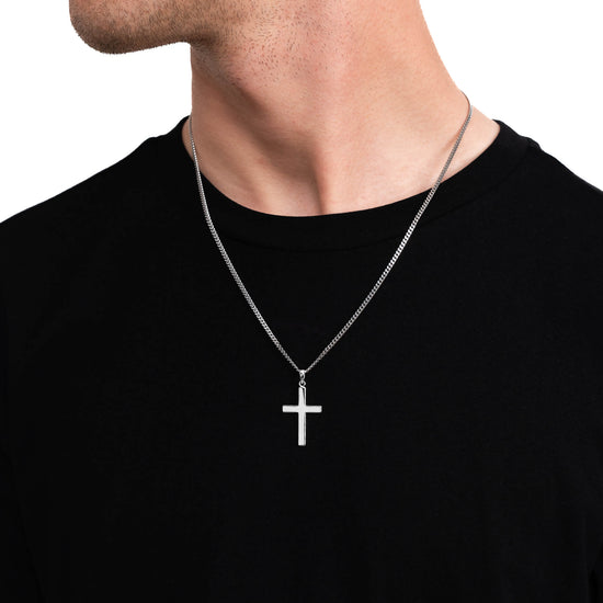 KREUZ HALSKETTE 925 SILBER RHODINIERT - IDENTIM®