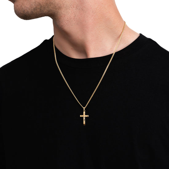 KREUZ KORPUS HALSKETTE 925 SILBER 18 KARAT VERGOLDET - IDENTIM®