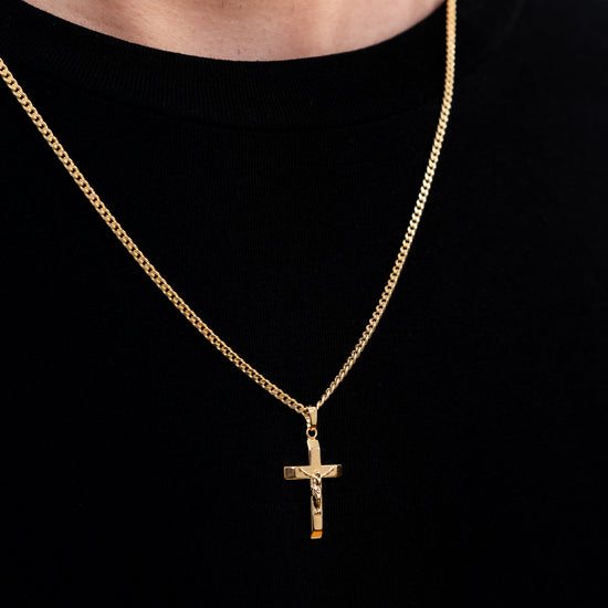 KREUZ KORPUS HALSKETTE 925 SILBER 18 KARAT VERGOLDET - IDENTIM®