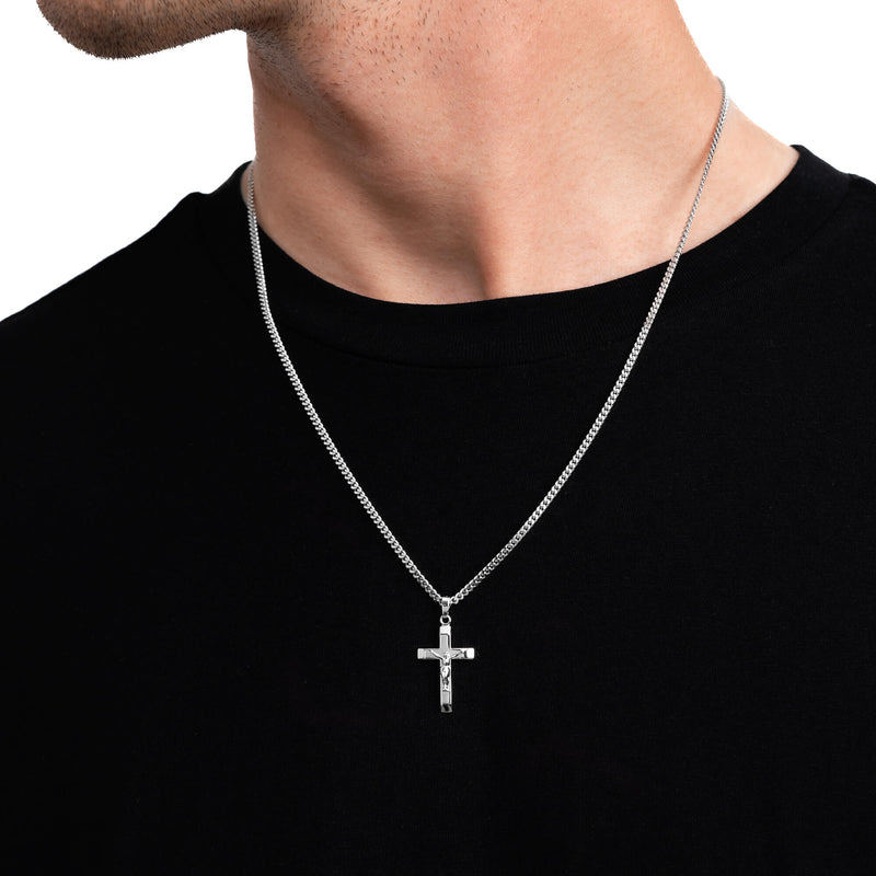 Retro Vintage Grote 925 Sterling Zilver Jezus Christus Kruisbeeld Hanger Ketting voor Mannen Vrouwen 50 cm Ketting, Large, Metaal, Geen edelsteen Retro Vintage Grote 925 Sterling Zilver Jezus Christus Kruisbeeld Hanger Ketting voor Mannen Vrouwen 50 cm Ketting, Large, Metaal, Geen edelsteen