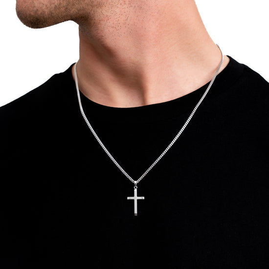KREUZ HALSKETTE 925 SILBER RHODINIERT - IDENTIM®