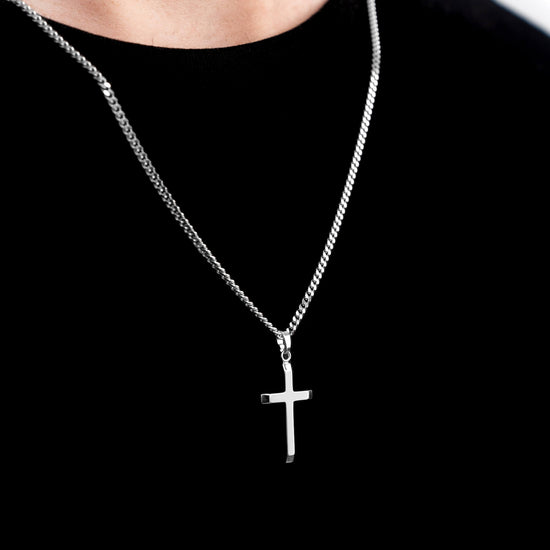 KREUZ HALSKETTE 925 SILBER RHODINIERT - IDENTIM®