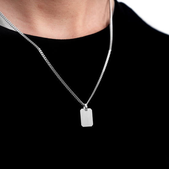 GRAVURPLATTE OKTAGON HALSKETTE 925 SILBER RHODINIERT - IDENTIM®