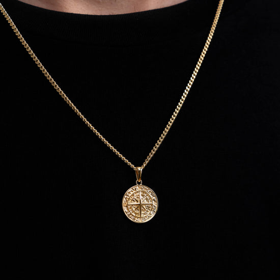 COMPASS NECKLACE 925 SILVER 18 CARAT GOLD PLATED - IDENTIM®