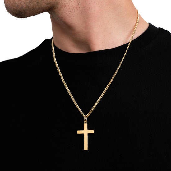 CROSS NECKLACE 925 SILVER 18 CARAT GOLD PLATED - IDENTIM®