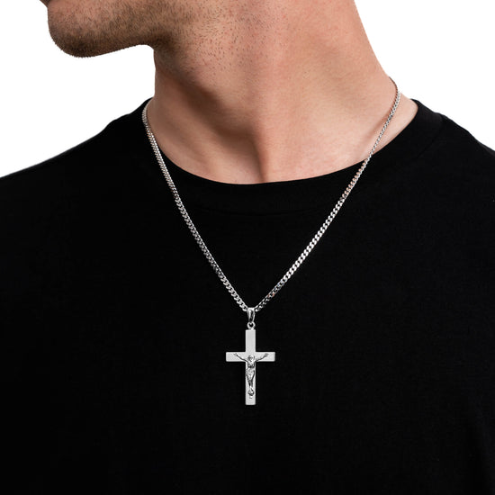 KREUZ KRUZIFIX HALSKETTE 925 SILBER RHODINIERT - IDENTIM®