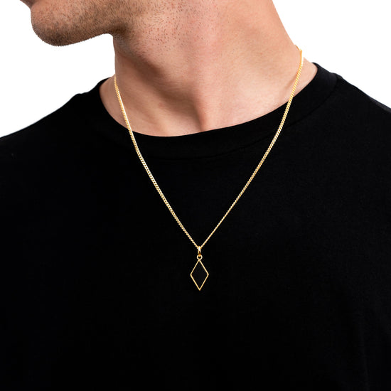 ONYX RAUTE HALSKETTE 925 SILBER 18 KARAT VERGOLDET - IDENTIM®