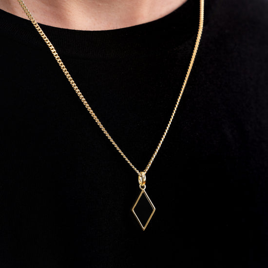 ONYX RAUTE HALSKETTE 925 SILBER 18 KARAT VERGOLDET - IDENTIM®