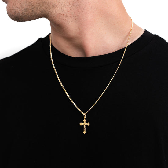 KREUZ KORPUS HALSKETTE 925 SILBER 18 KARAT VERGOLDET - IDENTIM®