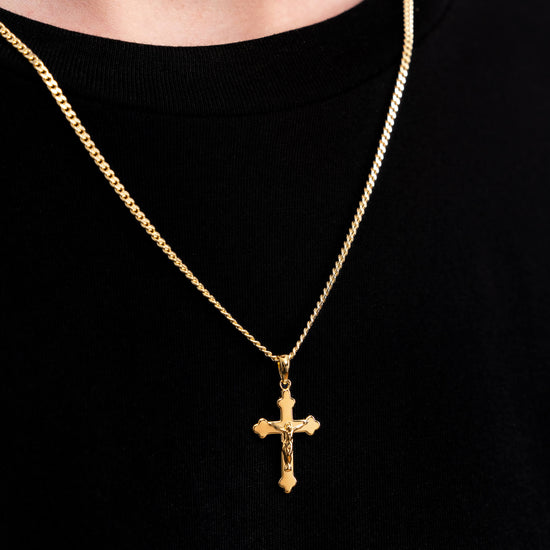 KREUZ KORPUS HALSKETTE 925 SILBER 18 KARAT VERGOLDET - IDENTIM®