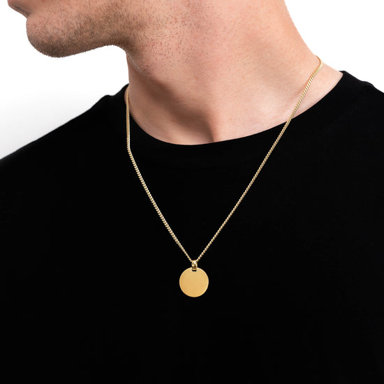 ENGRAVING PLATE ROUND NECKLACE 925 SILVER 18 CARAT GOLD PLATED - IDENTIM®