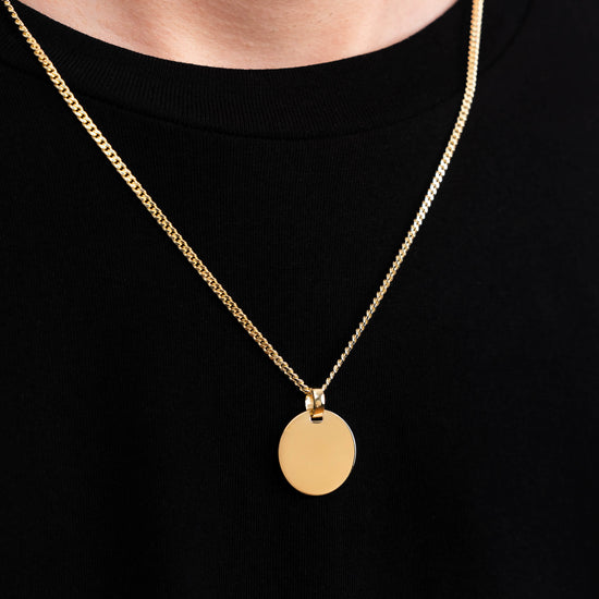 ENGRAVING PLATE ROUND NECKLACE 925 SILVER 18 CARAT GOLD PLATED - IDENTIM®