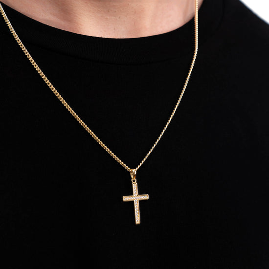 KREUZ HALSKETTE ICED OUT 925 SILBER 18 KARAT VERGOLDET - IDENTIM®