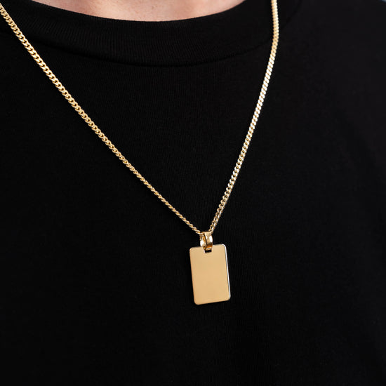 engraving plate rectangular necklace large 925 silver 18 carat gold-plated - IDENTIM®
