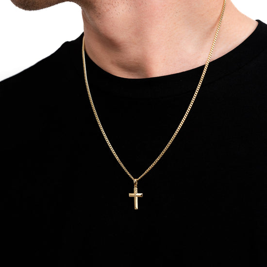 KREUZ HALSKETTE DIAMANTIERT 925 SILBER 18 KARAT VERGOLDET - IDENTIM®