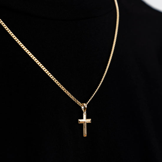 KREUZ HALSKETTE DIAMANTIERT 925 SILBER 18 KARAT VERGOLDET - IDENTIM®