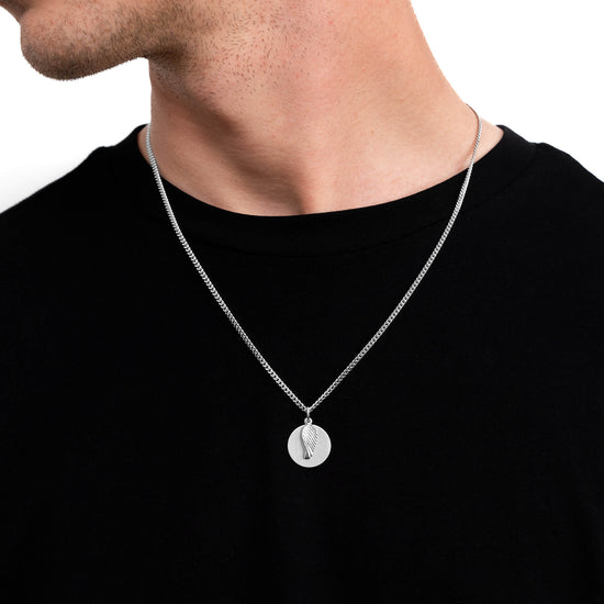 VLEUGEL GRAVEERPLAATJE COLLIER 925 ZILVER GERHODINEERD - IDENTIM®