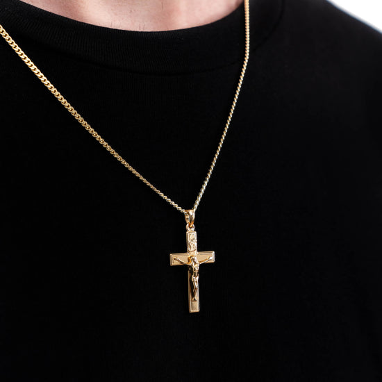 KREUZ KRUZIFIX HALSKETTE 925 SILBER 18 KARAT VERGOLDET - IDENTIM®