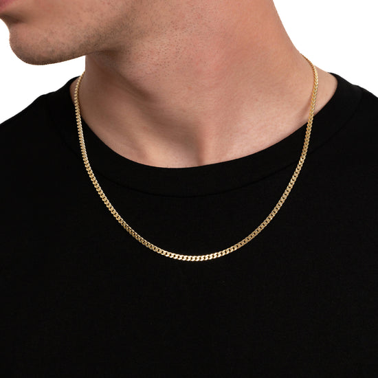 CURB CHAIN SET 925 SILVER 18 CARAT GOLD PLATED 3,30MM - IDENTIM®