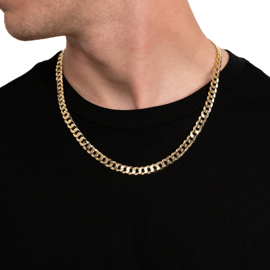CURB CHAIN SET 925 SILVER 18 CARAT GOLD PLATED 7,80MM - IDENTIM®