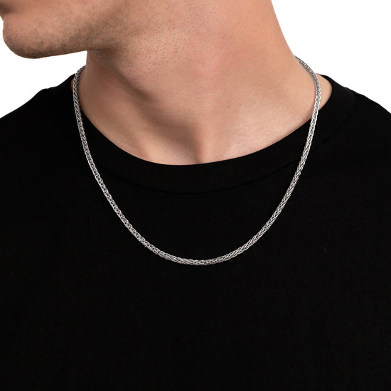 PLAIT CHAIN SET 925 SILVER RHODIUM PLATED 3,60MM - IDENTIM®