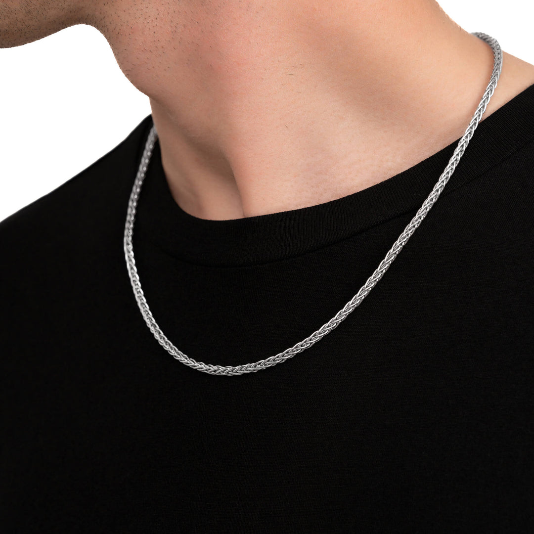 IDENTIM® Cable chain necklace men's silver chain rhodium-plated 3,60mm